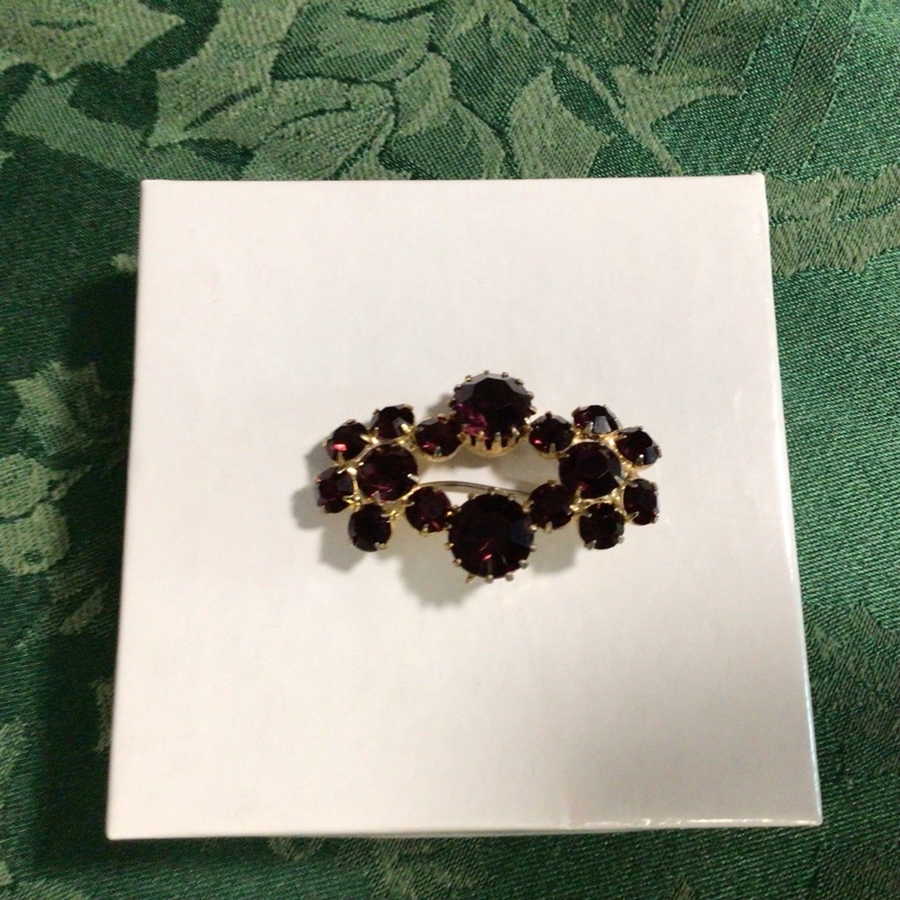 Vintage Purple Brooch Rhinestone Pin - Picture 3 of 6